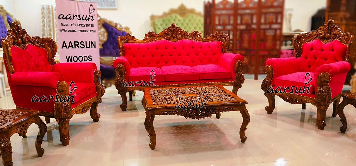 5 Seater pirlotv  Pink Fabric Sofa Set   2025