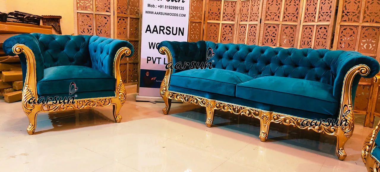 Royal Chesterfield Sofa Set in Gold YT-373