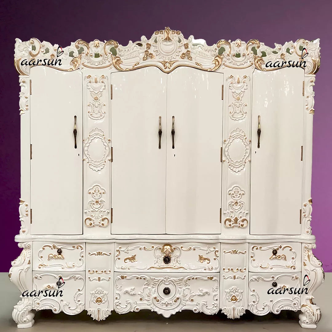 Royal Closet in Glossy White with Gold Highlighting YT-608