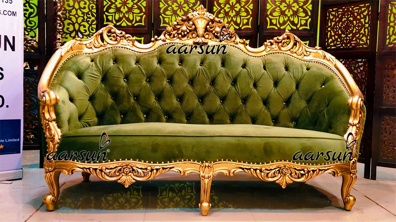Royal word hippo Gold Italian Style Sofa Set 5 Seater