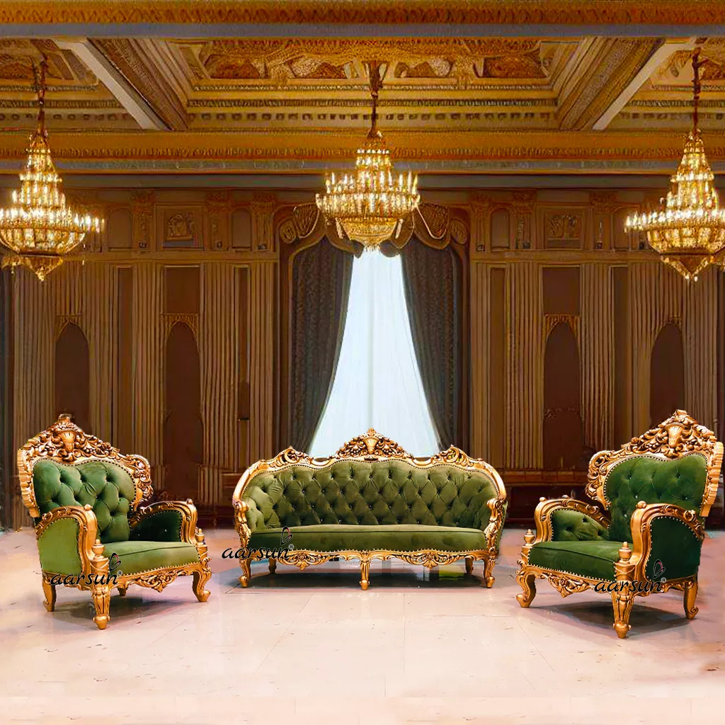 Royal word hippo Gold Italian Style Sofa Set 5 Seater