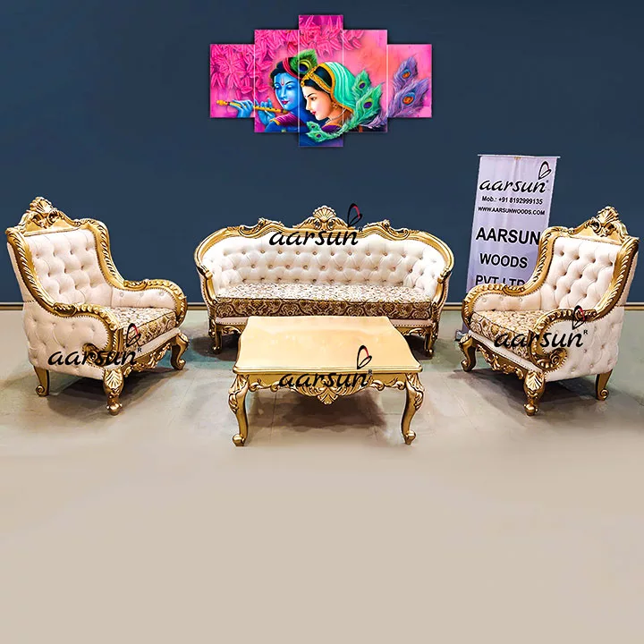 Royal roja directa Living Room Sofa Set in Classic Gold