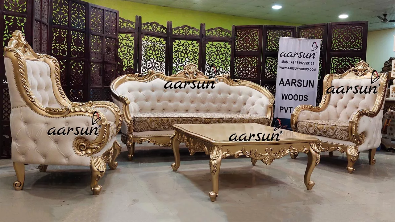 Royal roja directa Living Room Sofa Set in Classic Gold