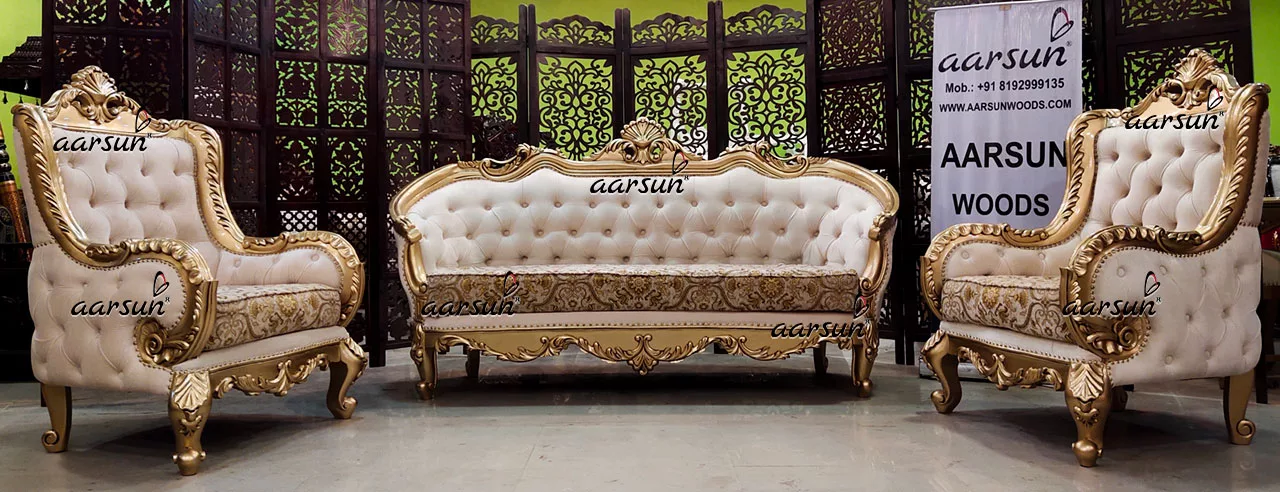 Royal roja directa Living Room Sofa Set in Classic Gold
