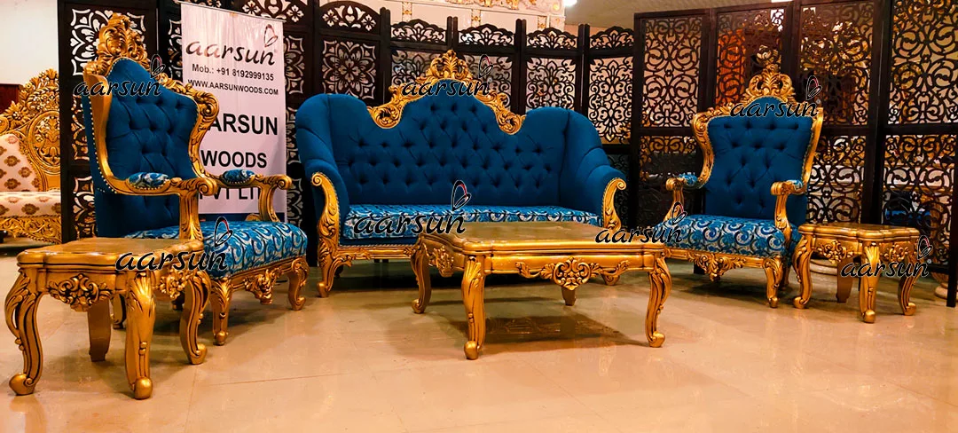 Royal us phone book Sofa Set in Antique Gold  2025