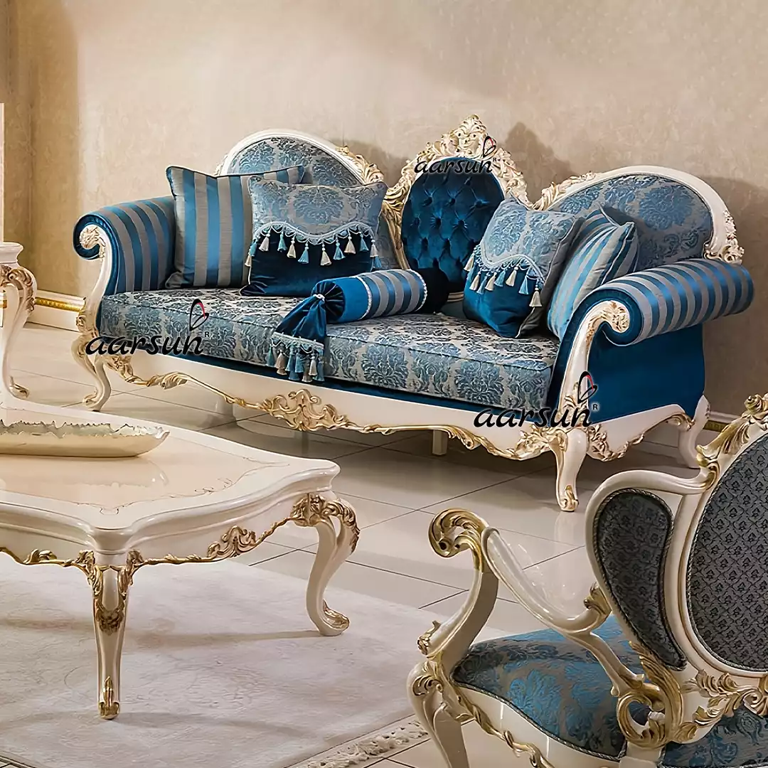 Royal f2movies White Finish Sofa Set with Golden 2025