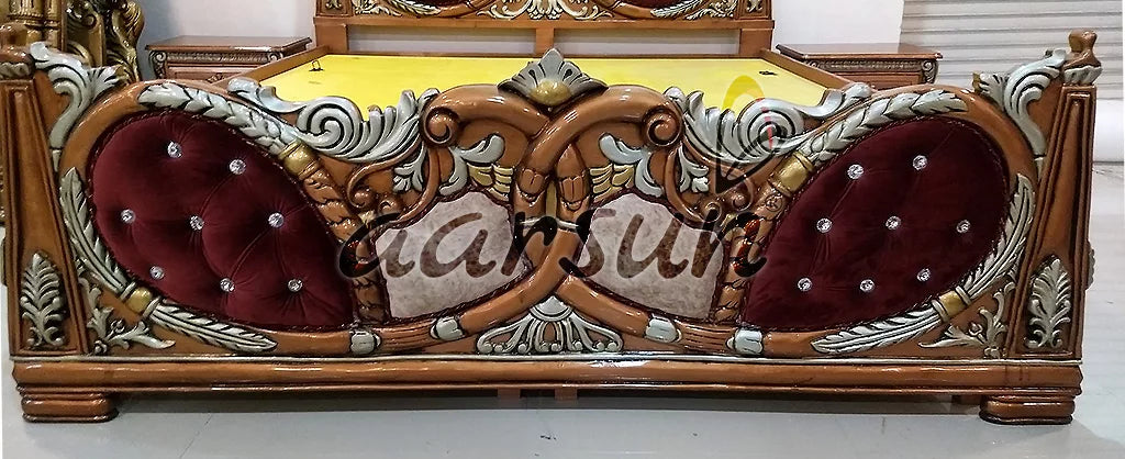 Royal Wooden Bed - Copper Polish with Silver Highlights YT-129