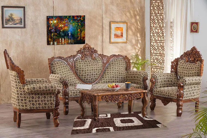Teak Wood Dilwala Classic Sofa Set - SF-0066