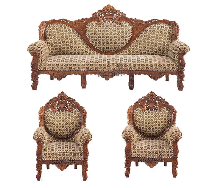 Teak Wood Dilwala Classic Sofa Set - SF-0066