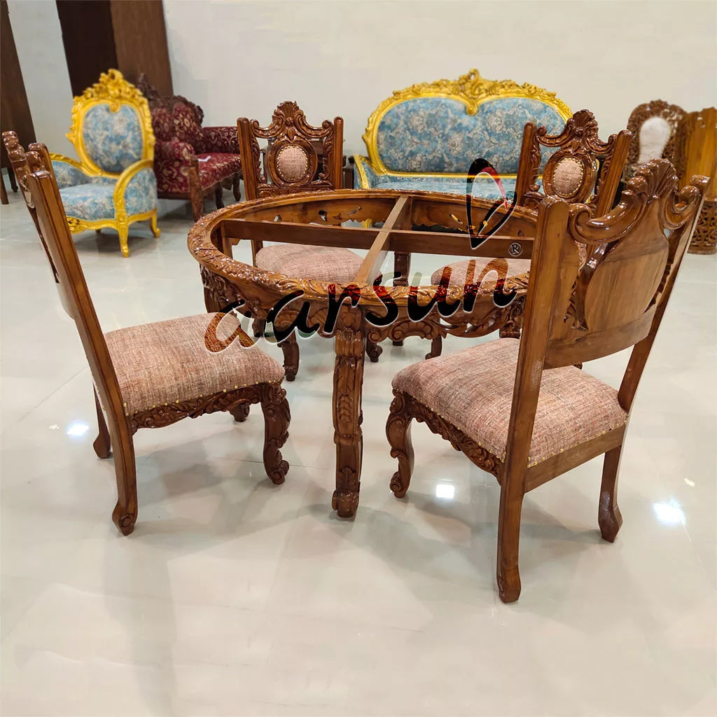 4 Seater Dining Set Polished in Honey Oak Finish YT-256