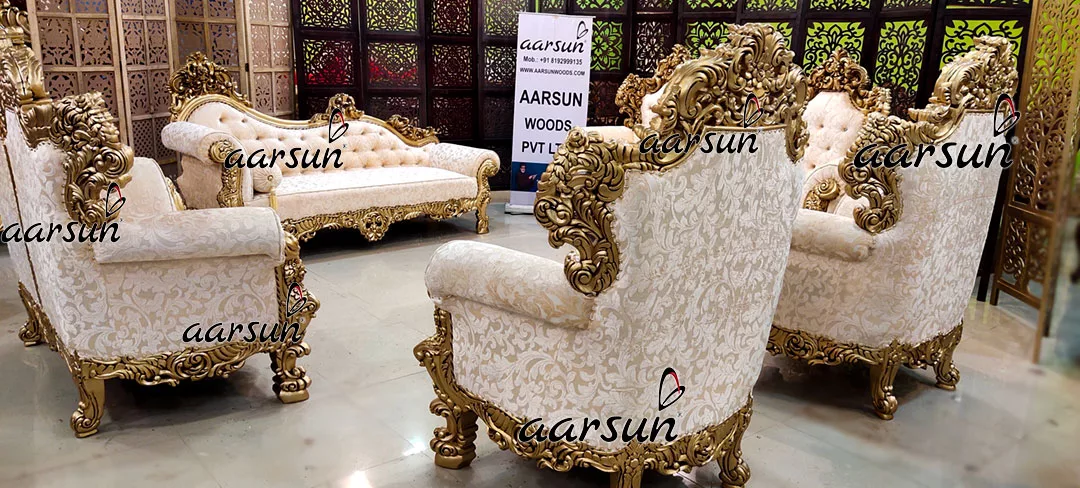Ultra Luxurious y99  Sofa Set in Antique Gold Double Carving Furniture