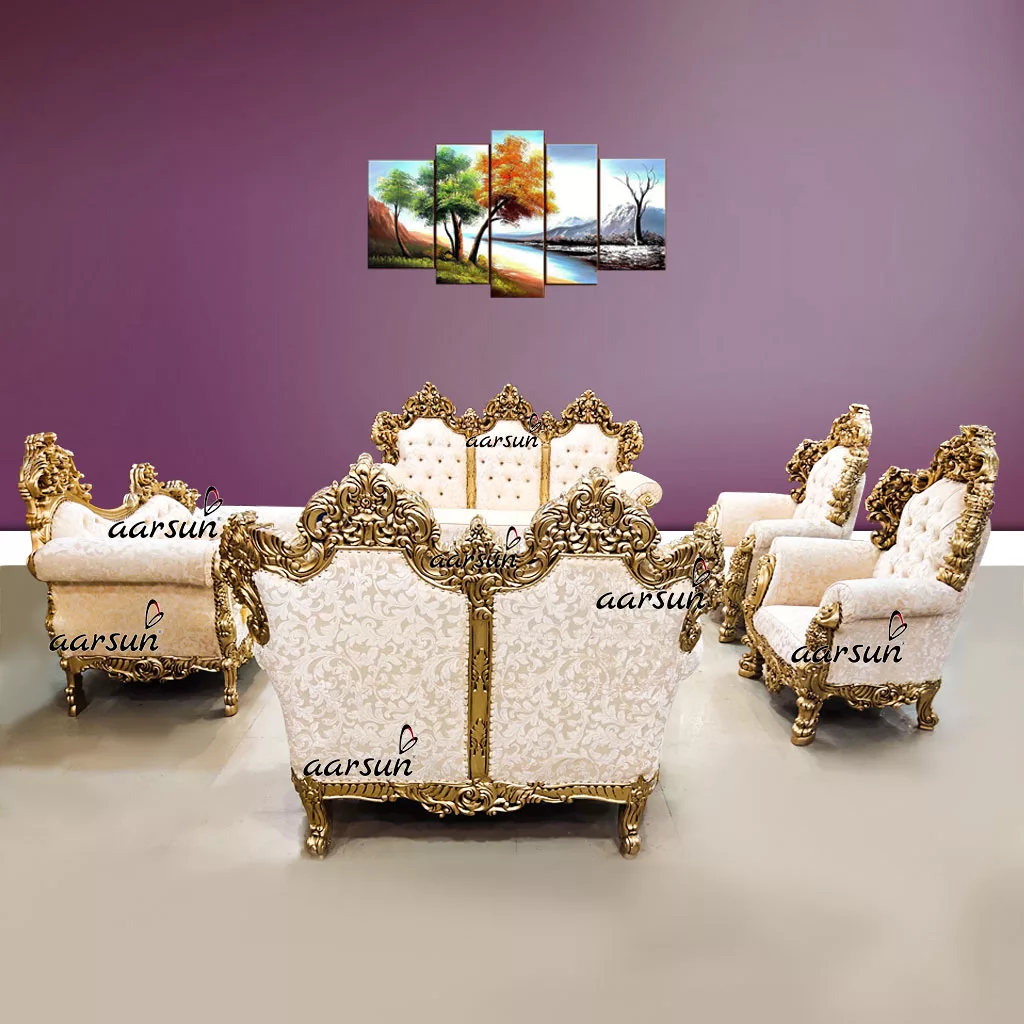 Ultra Luxurious y99  Sofa Set in Antique Gold Double Carving Furniture