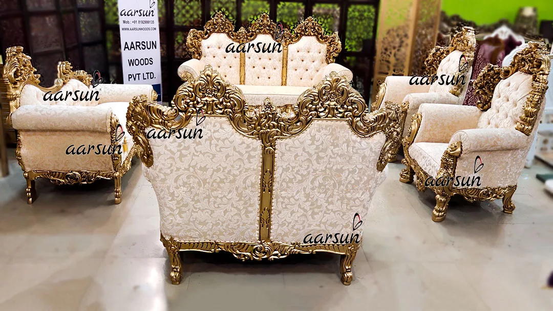 Ultra Luxurious y99  Sofa Set in Antique Gold Double Carving Furniture