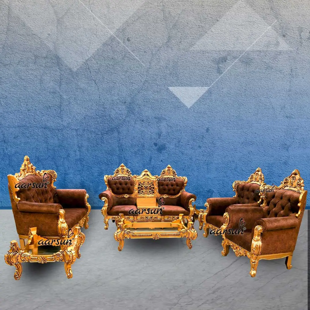 Unique Style scamalytics Luxurious Sofa Set in Antique Gold Paint