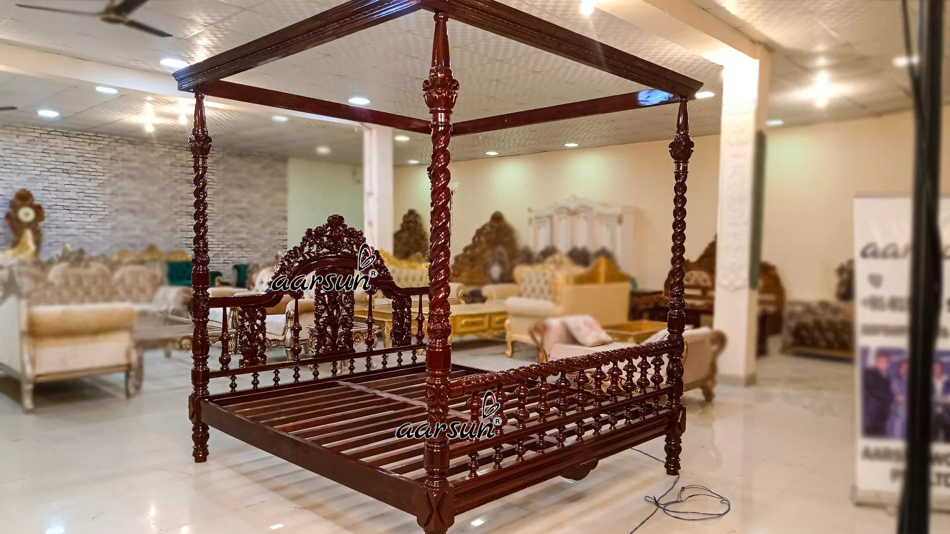 Antique Four Poster Bed Teak Wood