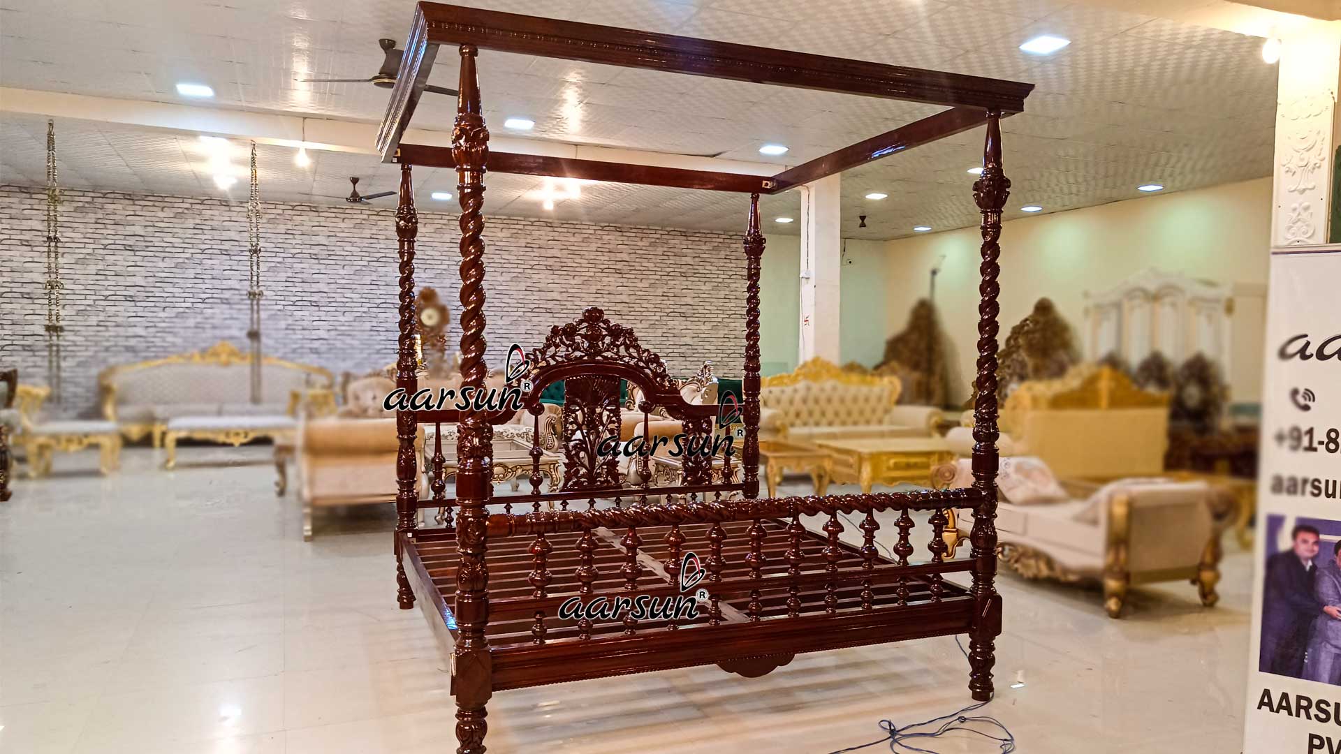 Antique Four Poster Bed Teak Wood