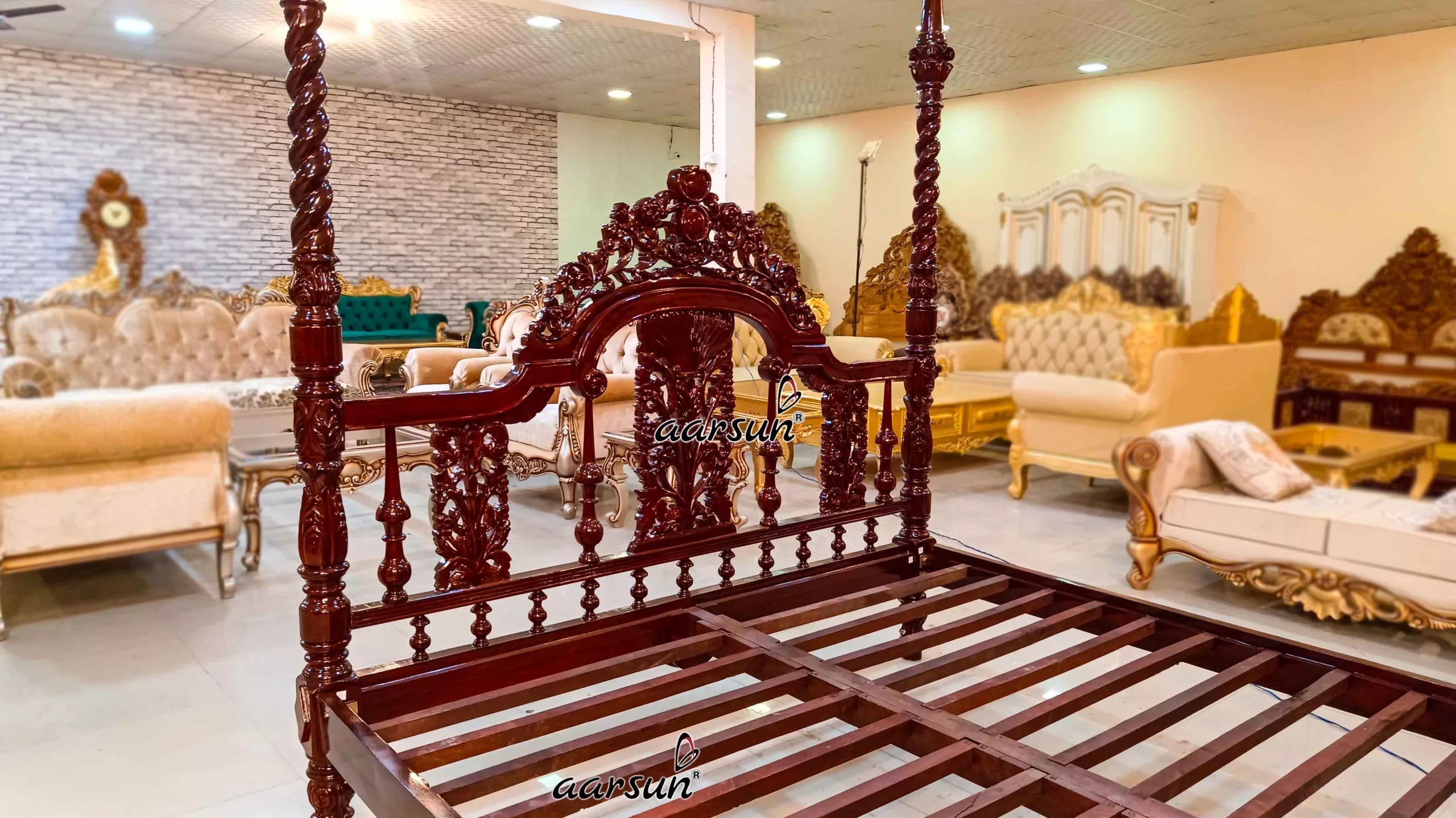 Antique Four Poster Bed Teak Wood