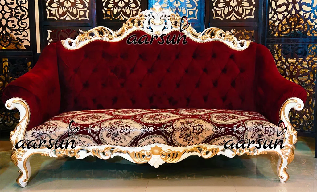 White buffstream Gold 8 Seater Sofa Set in Teak Wood  2025