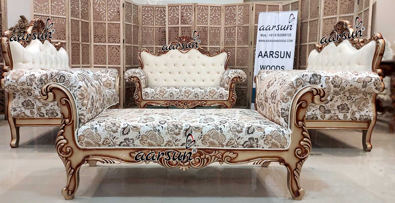 Wooden hdtoday Gold Sofa Set   2025