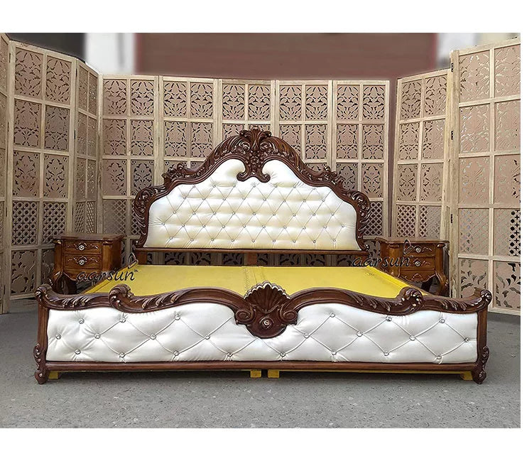 Wooden Royal King Size Bed with Side Tables YT-46