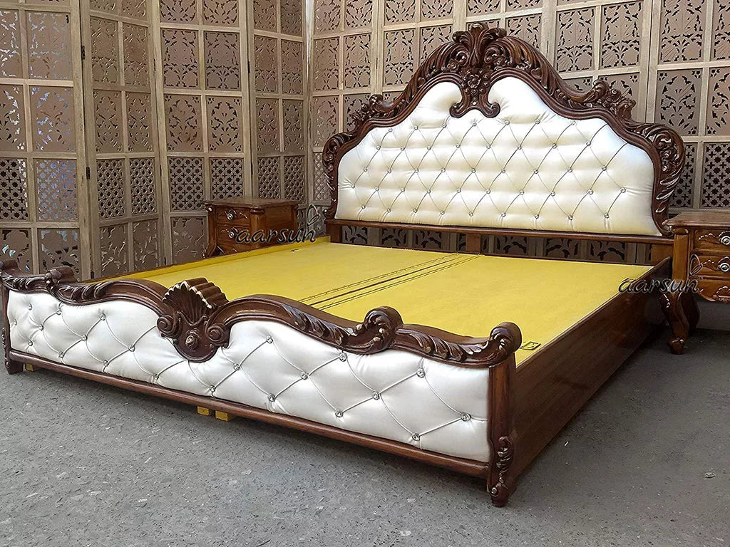 Wooden Royal King Size Bed with Side Tables YT-46