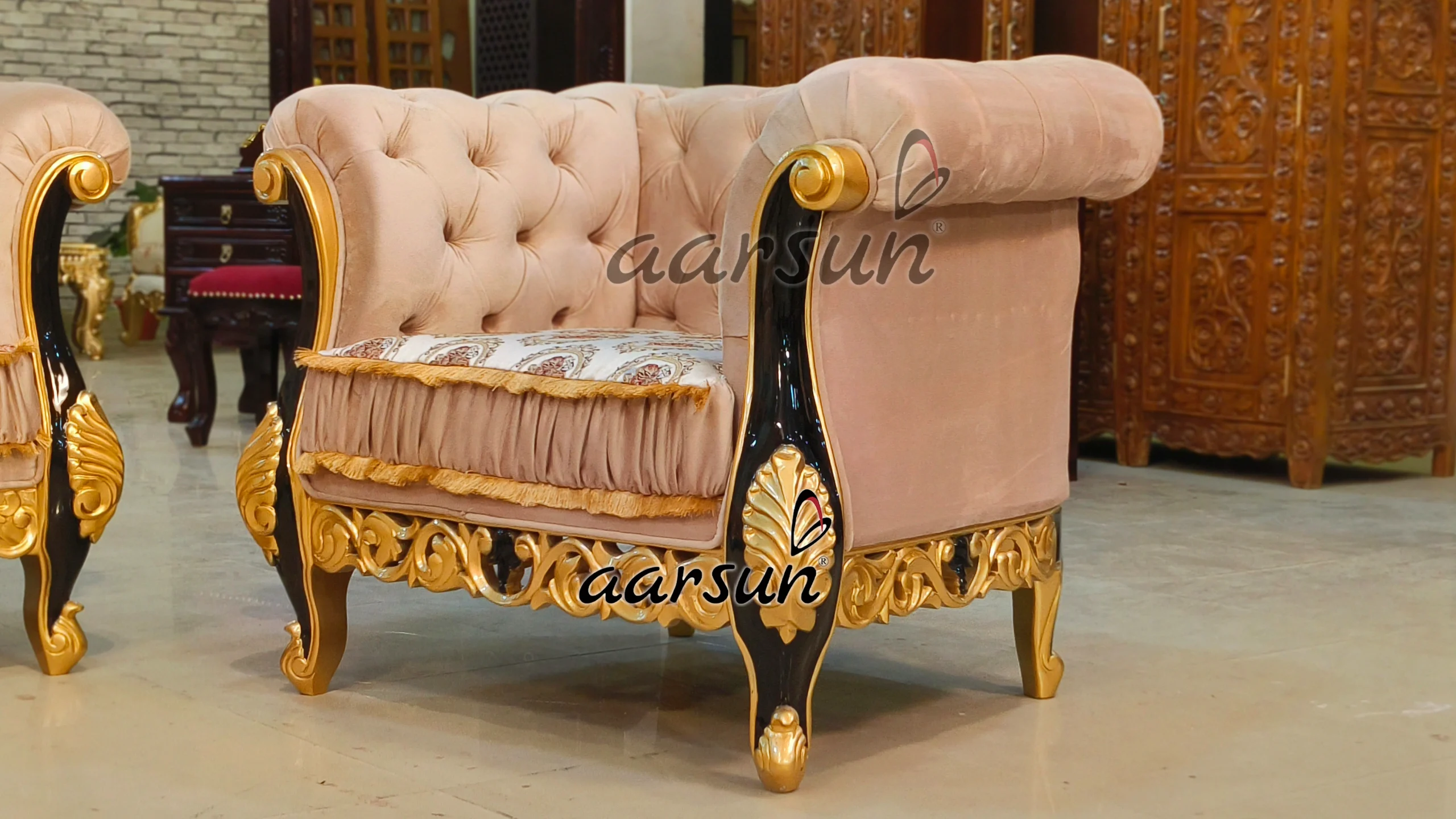 5 Seater  Chesterfield Sofa in Gold and Black Duco Paint  2025