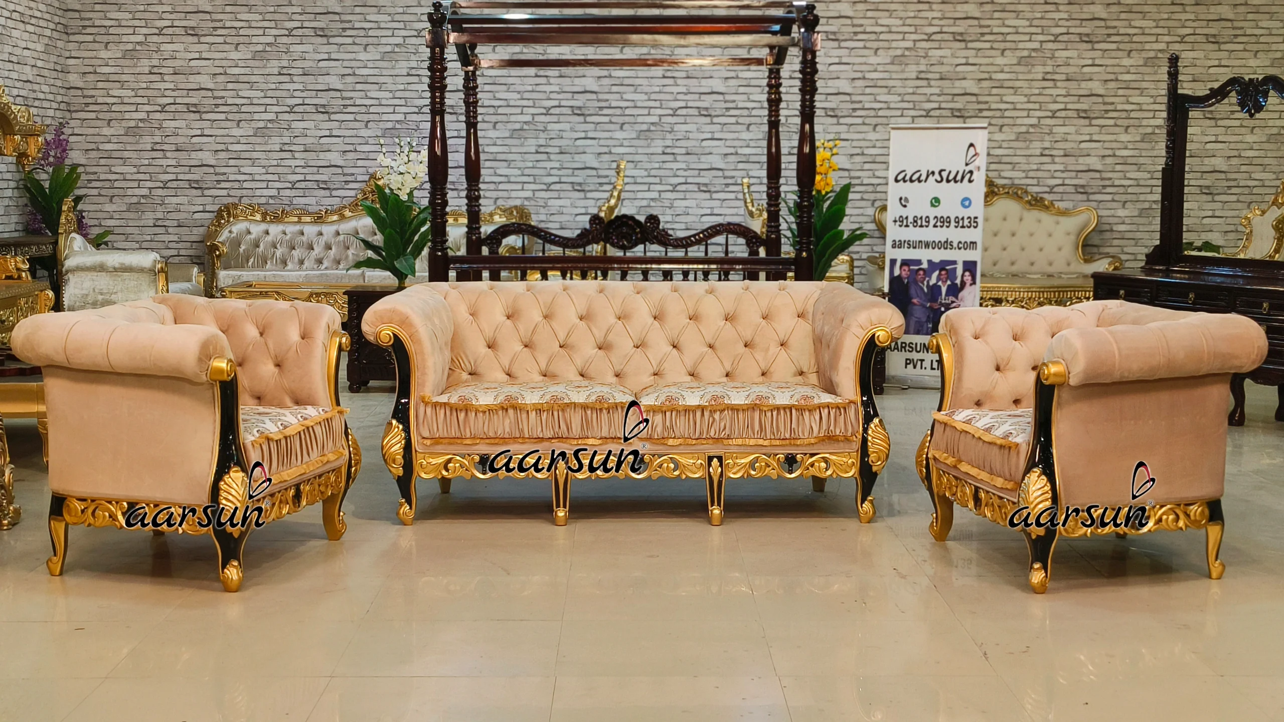 5 Seater  Chesterfield Sofa in Gold and Black Duco Paint  2025