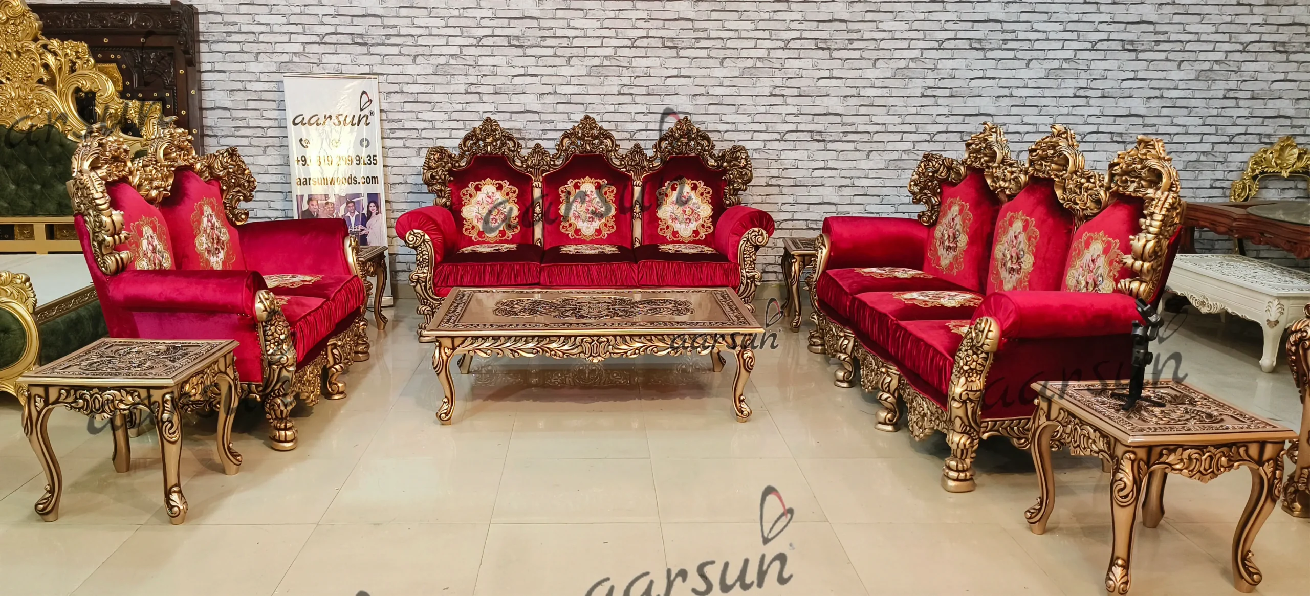 Royal kimcartoon  Sofa Set in Rush Gold Finishing 2025