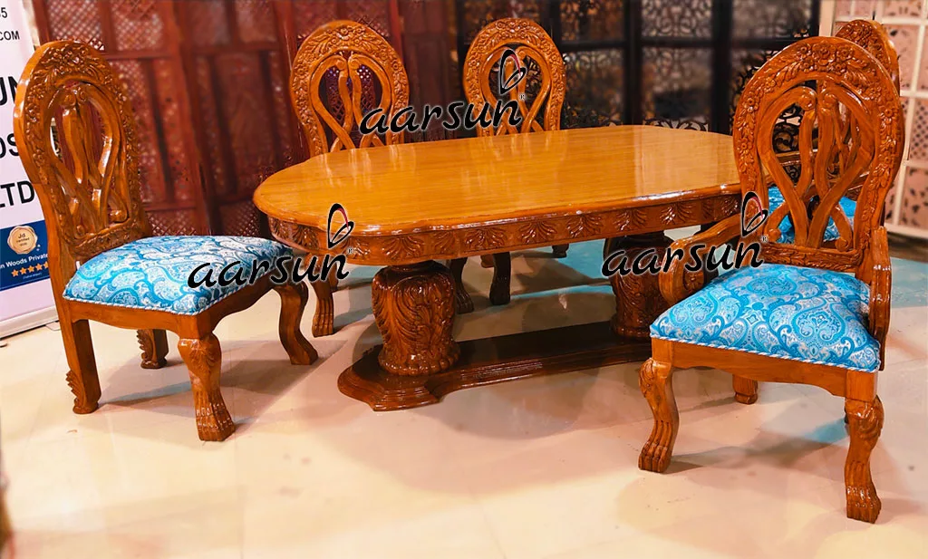 6 Seater webcric  Honey Finish Dining in Teak Wood 2025