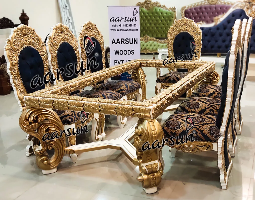 8 Seater picclick Dining Set in White Gold Finish  2025