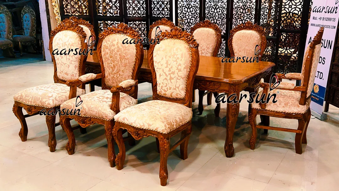 8 Seater yarrlist Elegant Dining Set in Glossy Teak Finish 2025