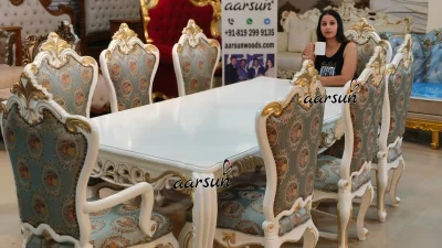 8 Seater us phonebook Dining Set In White Deco Paint  2025