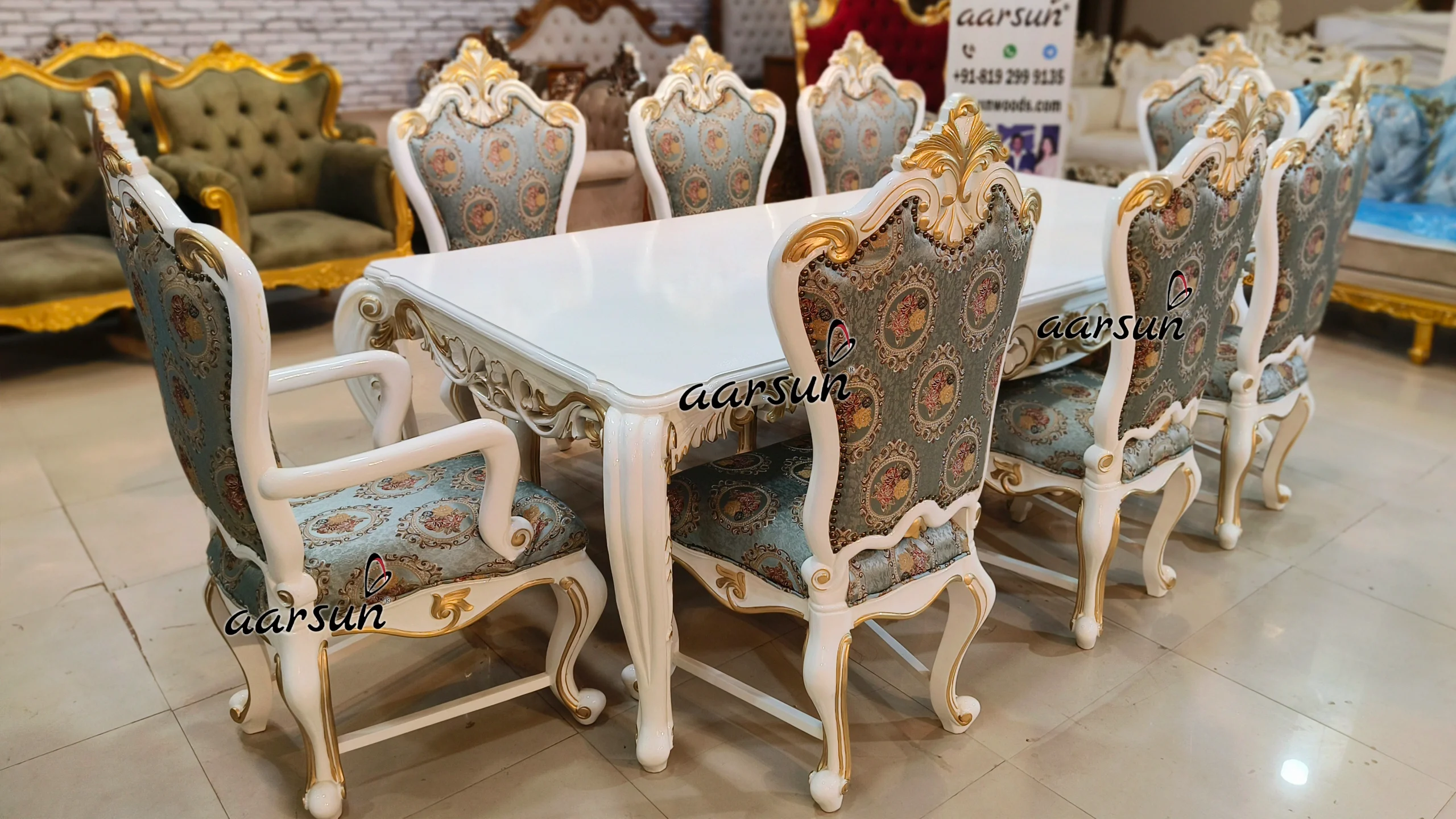 8 Seater us phonebook Dining Set In White Deco Paint  2025