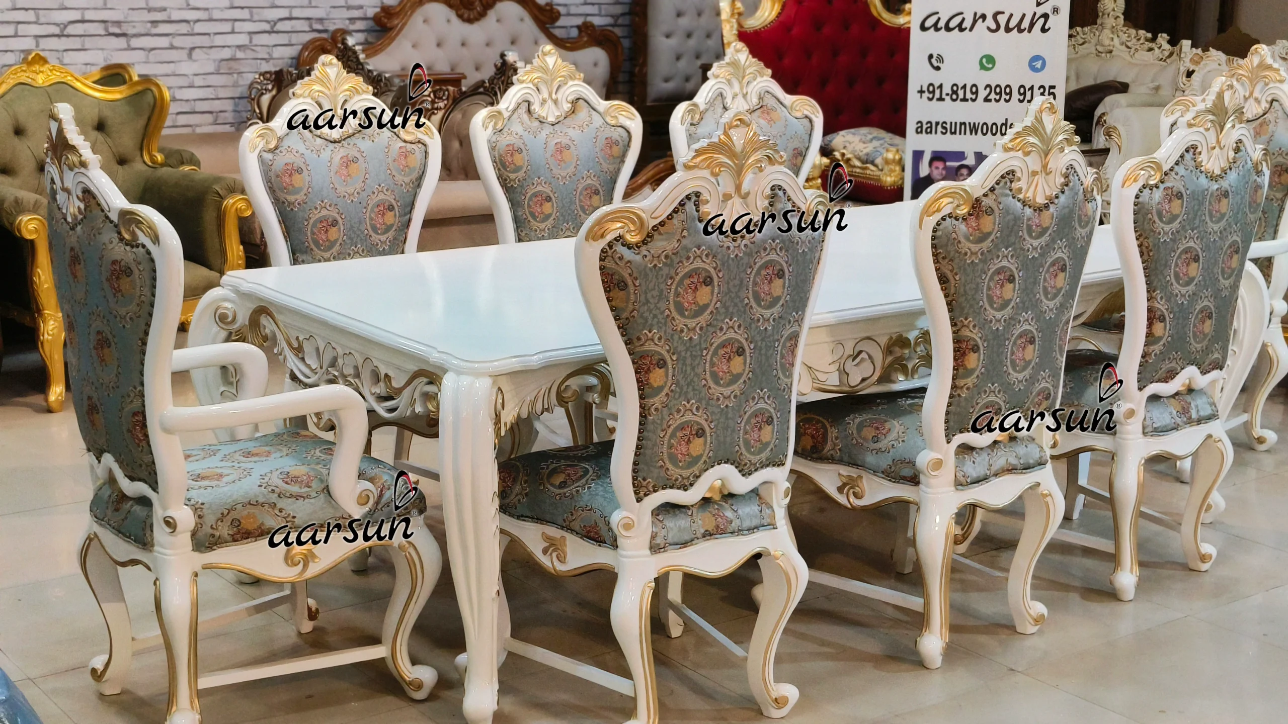8 Seater us phonebook Dining Set In White Deco Paint  2025