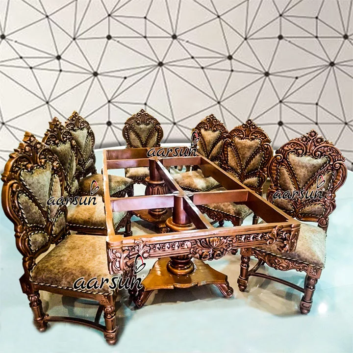 Amazing flix.hq 8 Seater Dining Set in Rose Gold Paint 2025