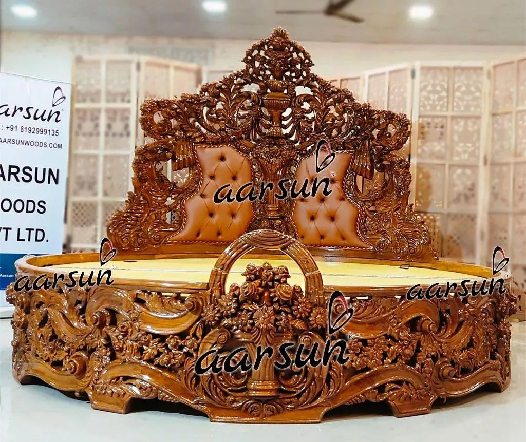 Classic nhl66 Luxurious Round Bed with Storage  2025