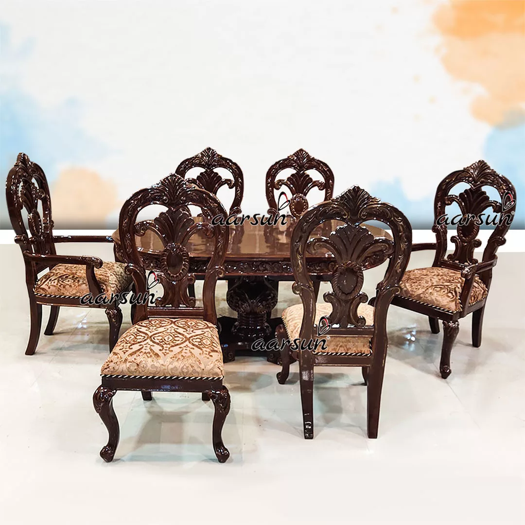 Double  Carved Dining Chairs with Oval Table 2025