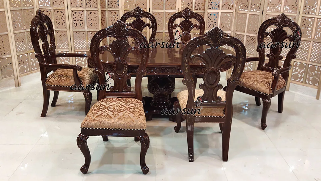 Double  Carved Dining Chairs with Oval Table 2025