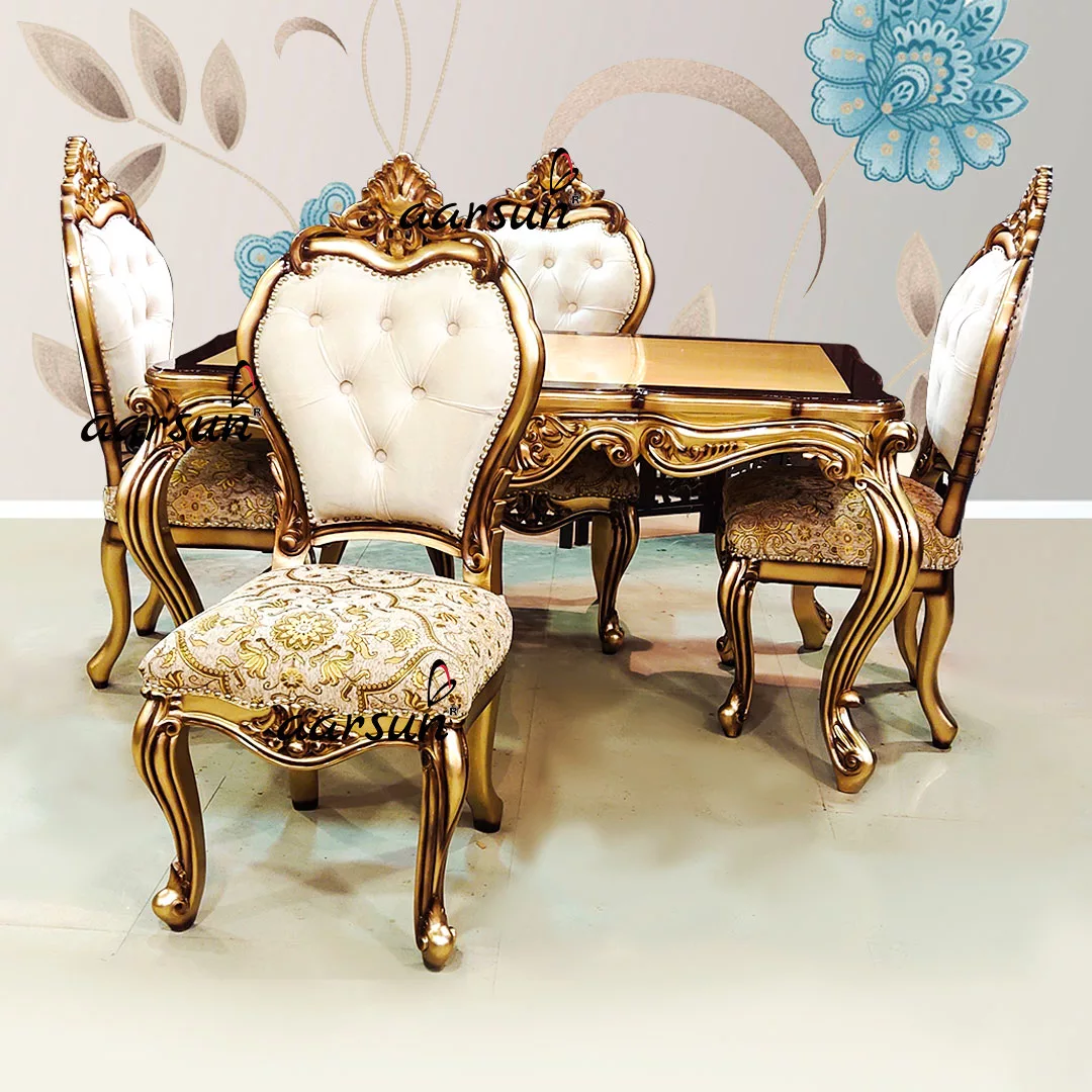 Gold & Brown bokepsin Dual Shade 4 Seater Dining Set Custom Made 2025