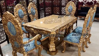 Handcrafted powerline blog Royal Dining Set in Antique Gold Finish 2025
