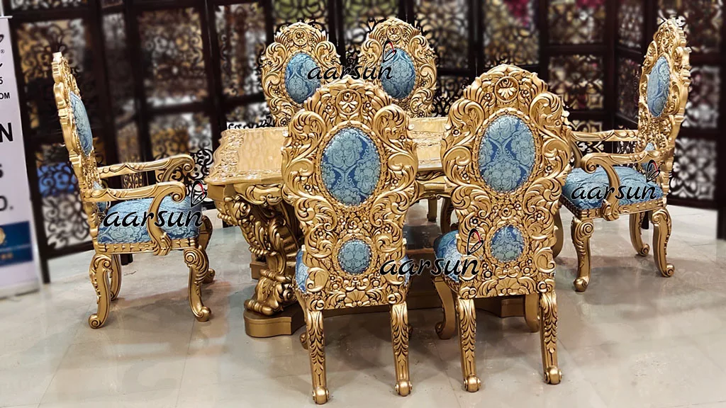 Handcrafted powerline blog Royal Dining Set in Antique Gold Finish 2025