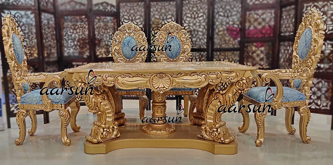 Handcrafted powerline blog Royal Dining Set in Antique Gold Finish 2025