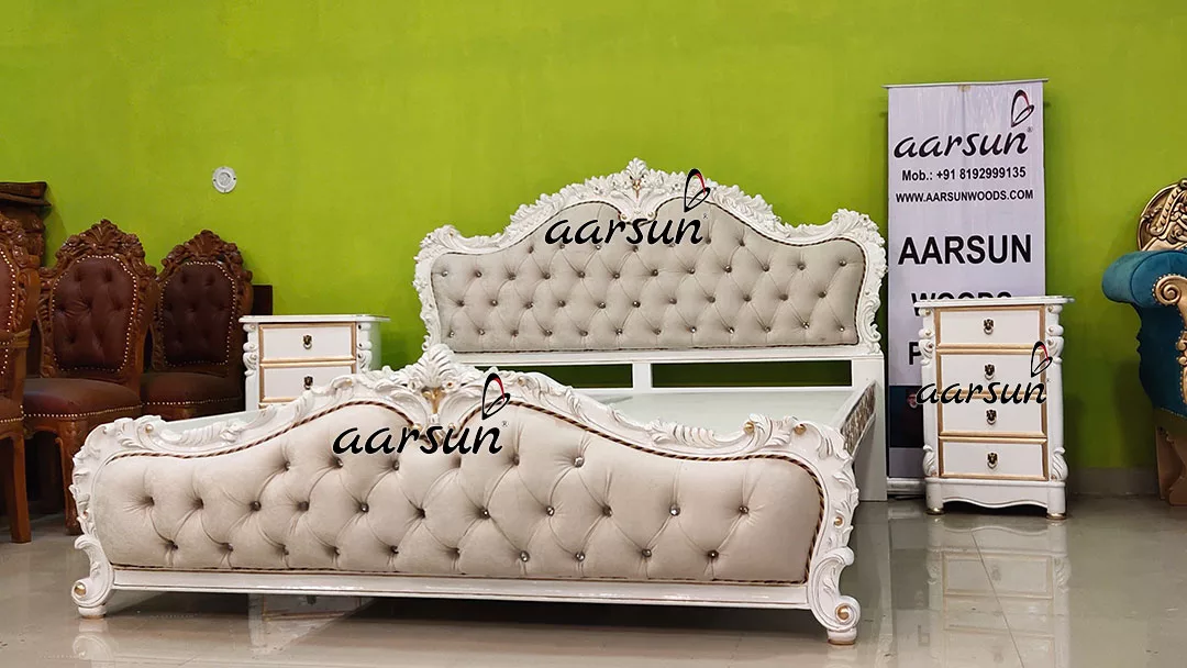 Italian 4chan.org Style Bed in White & Gold Paint 2025