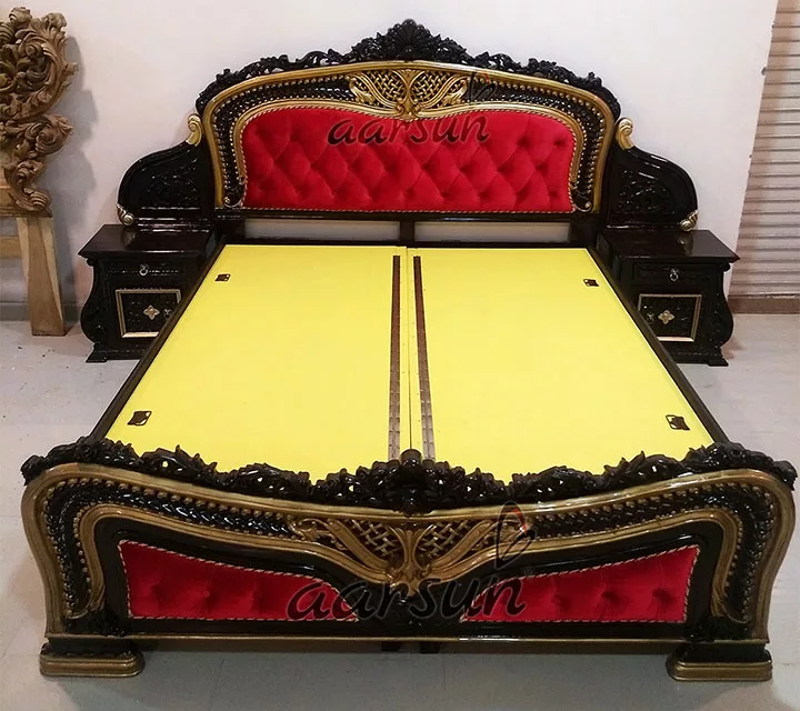 King Size politicalwire Wooden Bed in Dark Polish BED 2025