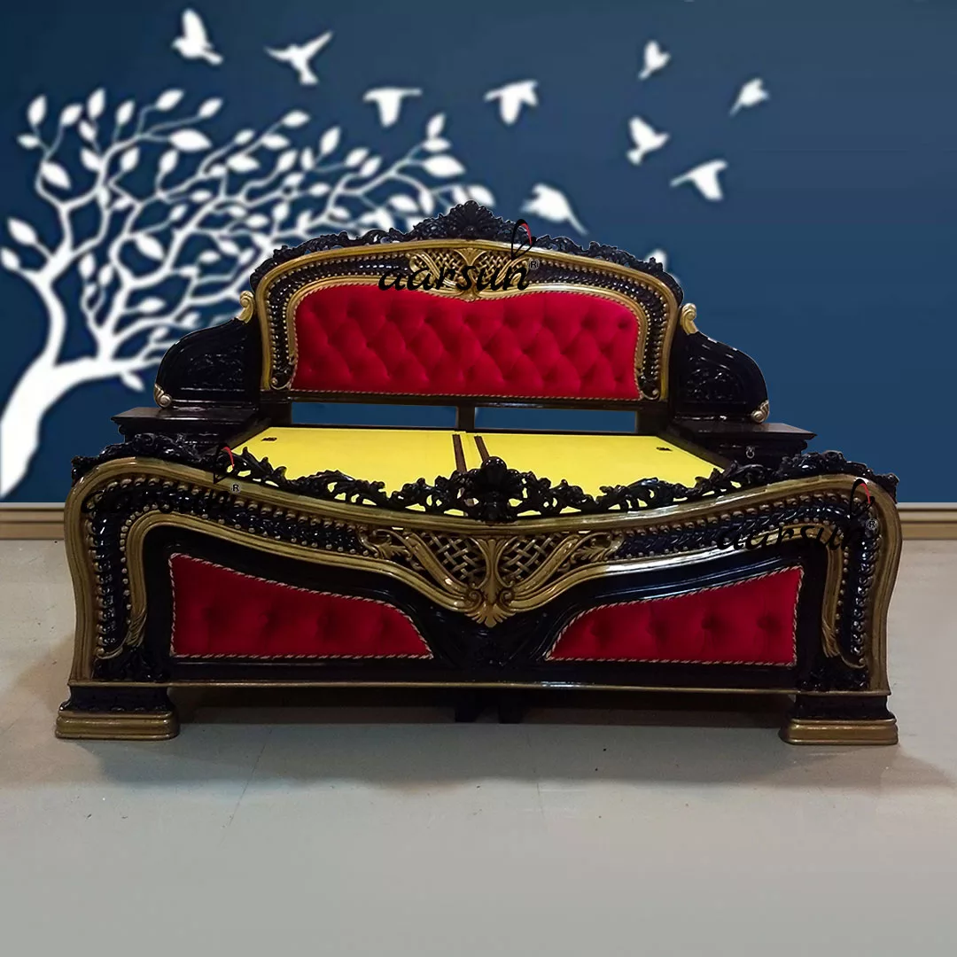 King Size politicalwire Wooden Bed in Dark Polish BED 2025