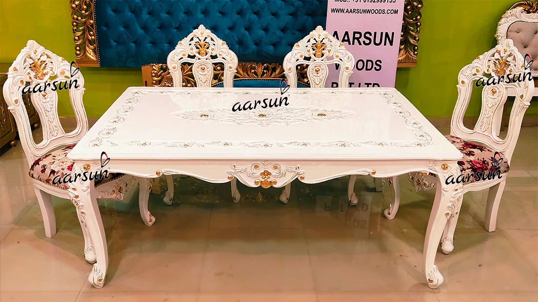 Luxurious  White & Gold Dining Set for 6  2025