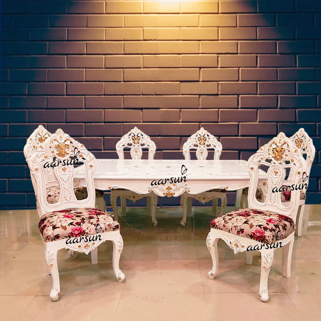 Luxurious  White & Gold Dining Set for 6  2025