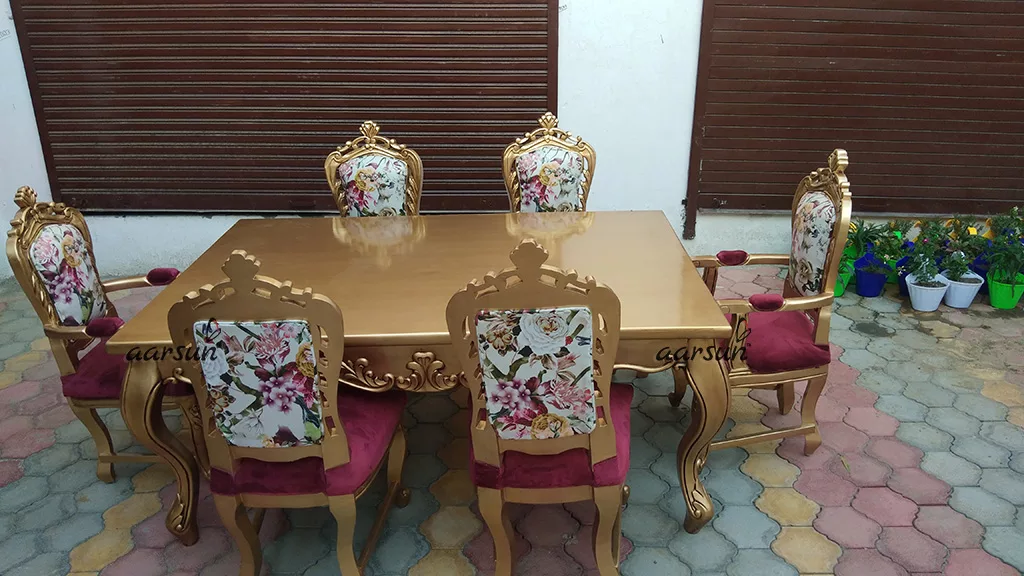 Luxurious wcoforever  Wooden Wooden Dining Set – 6 Seater 2025