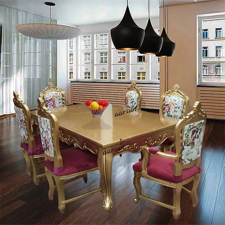 Luxurious wcoforever  Wooden Wooden Dining Set – 6 Seater 2025