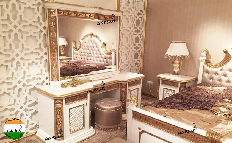 Luxury contact number revolvertech  Bedroom Set in White & Gold  2025